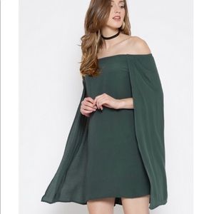 Off The Shoulder Dress w/ Cape from F21